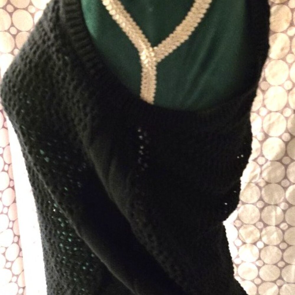 Banana Republic Black Mesh Crochet Sweater Tank Top Cover up Small - Picture 6 of 7